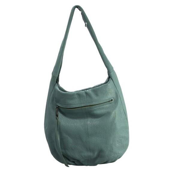 12Christopher Kon Leather Hobo Bag Teal Zippered Compartments  Adjustable Strap - Picture 5 of 16